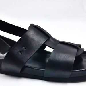 Sandal orthopédique homme en cuir noir