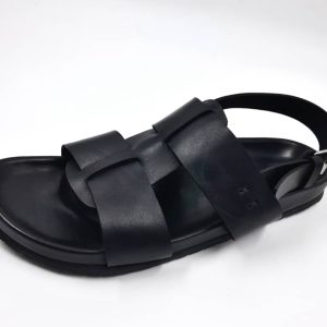 Sandal orthopédique homme en cuir noir