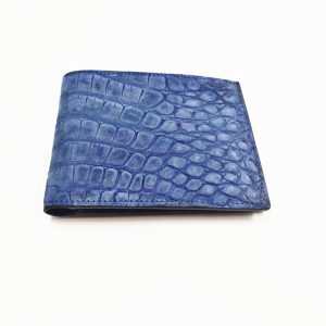 Portefeuille en cuir de crocodile bleu