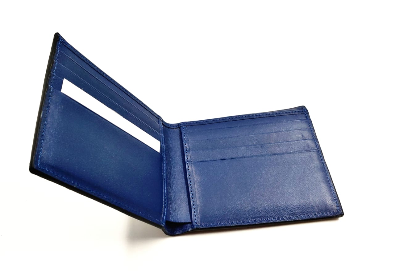 Portefeuille en cuir de crocodile bleu – Image 3