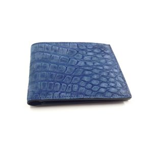 Portefeuille en cuir de crocodile bleu