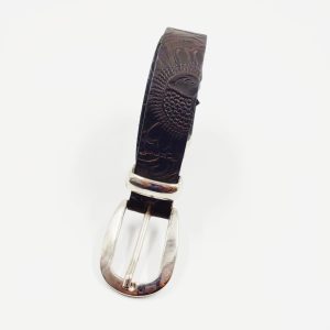Ceinture Homme en Cuir Marron Orné